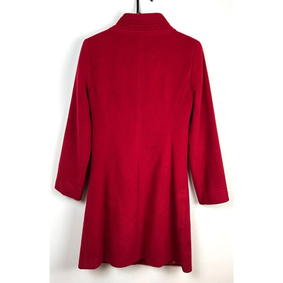 Perry Ellis Portfolio Womens Berry Red Classic Wool Dress Coat Overcoat  Size 4 - Picture 10 of 16